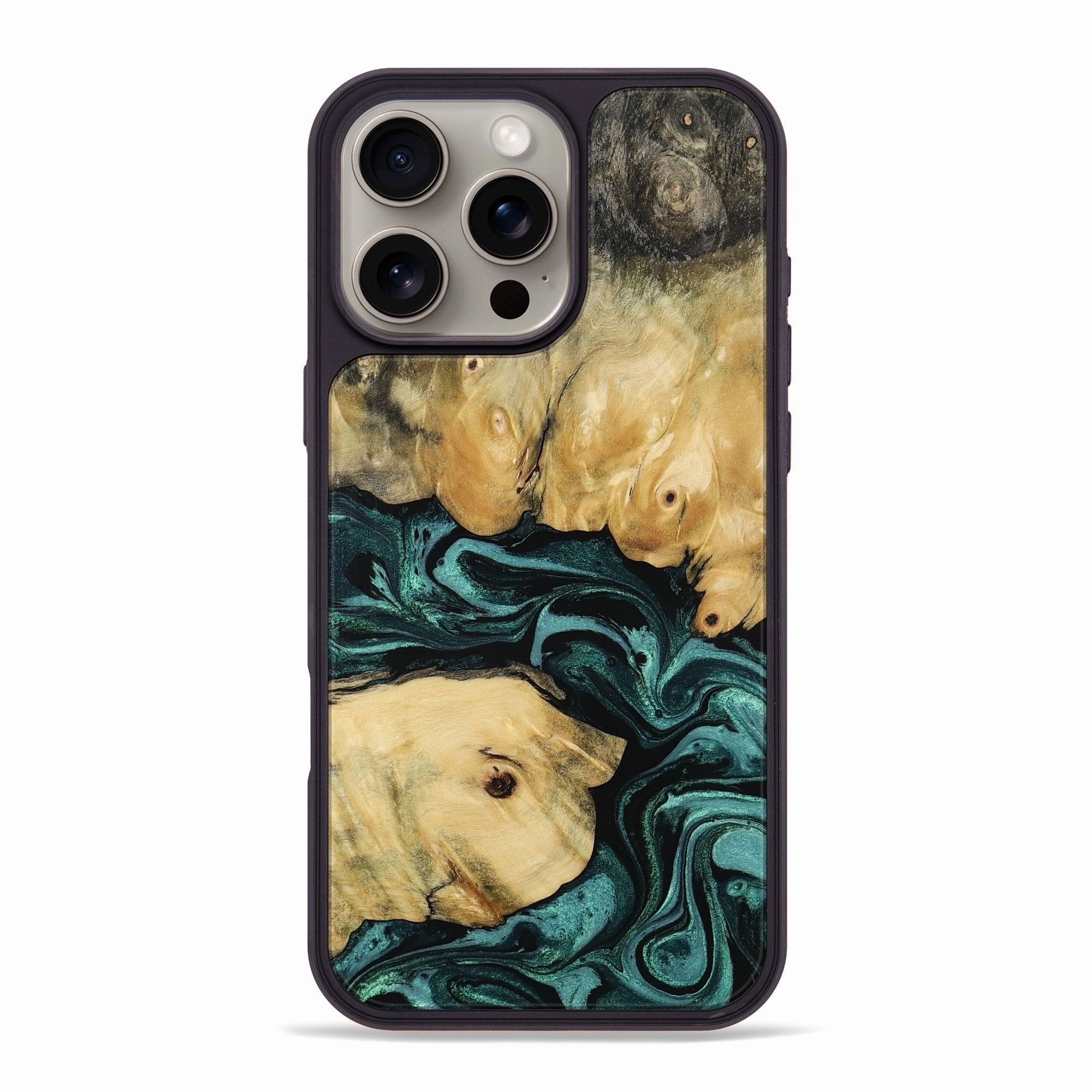Iphone 16 Pro Max Wood Phone Case - Zina (Green, 770176) Shock Absorption Bubble Free Installation