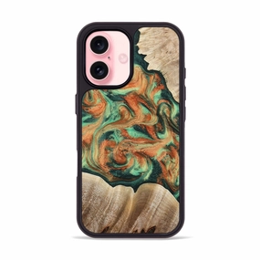 Iphone 16 Wood Phone Case - Abigale (Green, 780542) Anti Fingerprint Coating