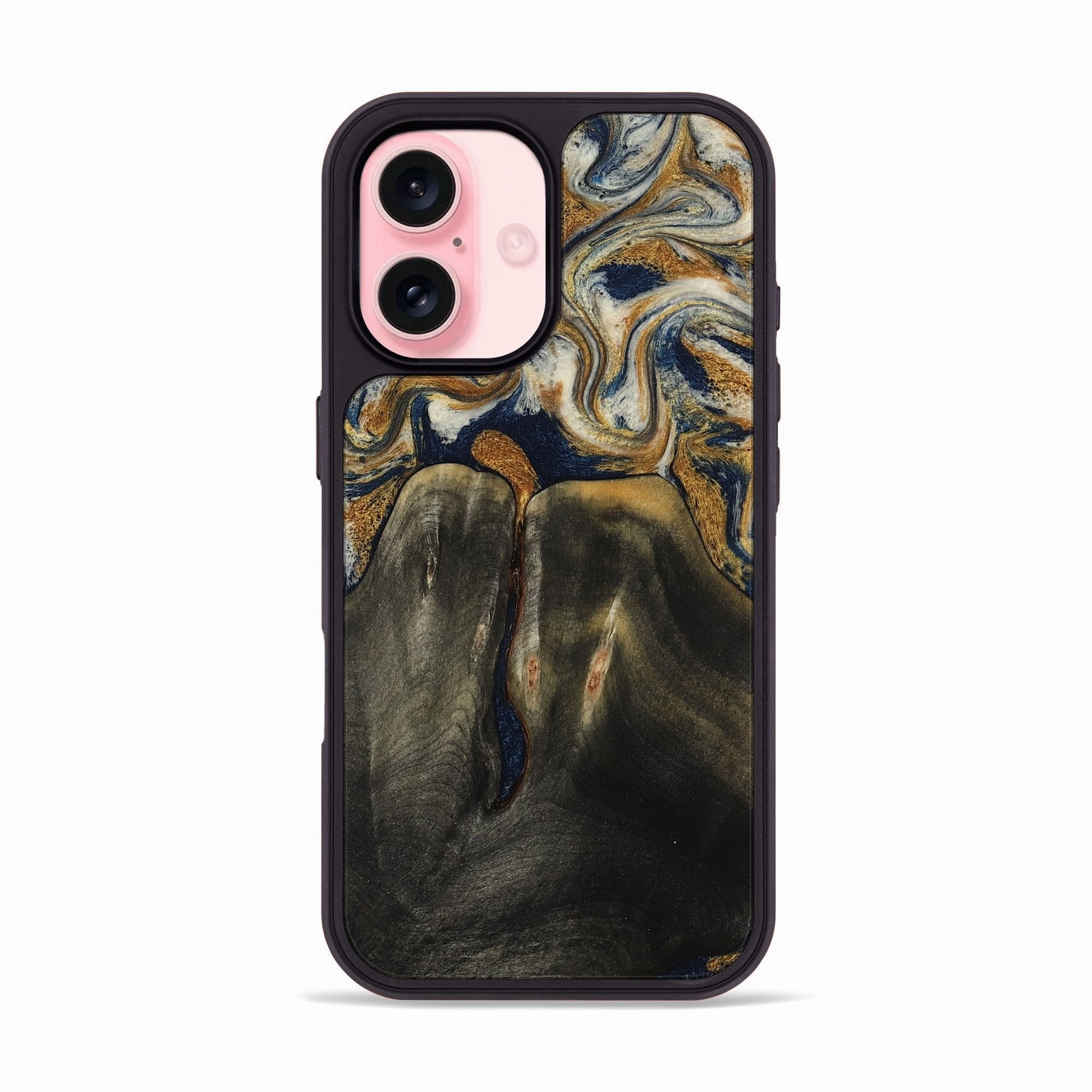 Anti Dust Film Iphone 16 Wood Phone Case - Aldo (Teal & Gold, 781307)