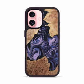 Anti Blue Light Anti Glare Iphone 16 Wood Phone Case - Aleena (Blue, 764619)