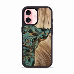 Raised Edges Iphone 16 Wood Phone Case - Alena (Green, 780251)