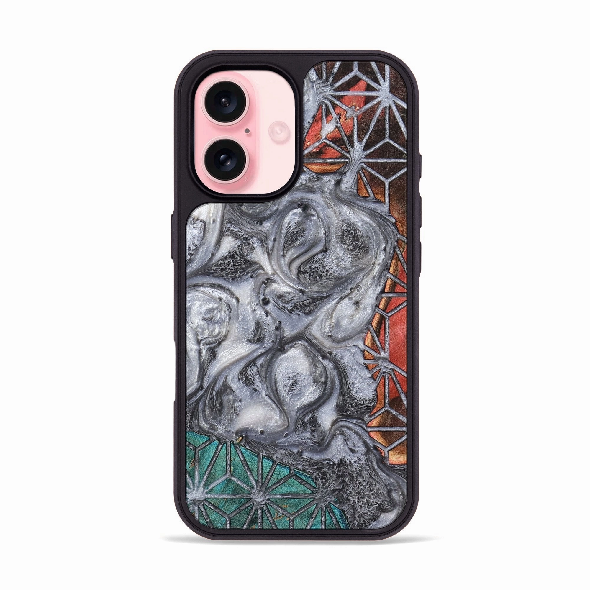 Anti Finger Streak Edge Protection Iphone 16 Wood Phone Case - Alethea (Pattern, 781559)