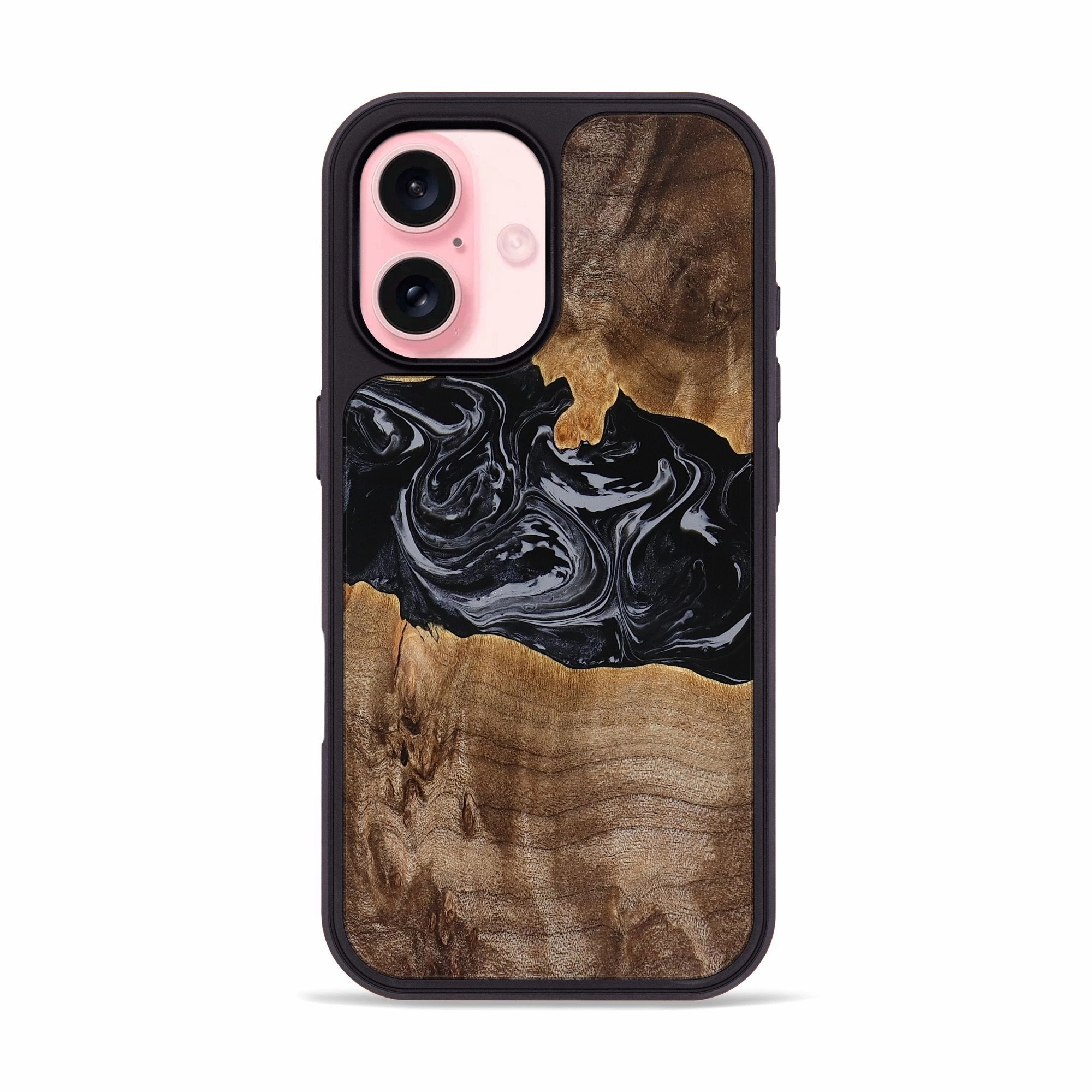 Iphone 16 Wood Phone Case - Aleyna (Black & White, 770904) Drop Protection Self Healing