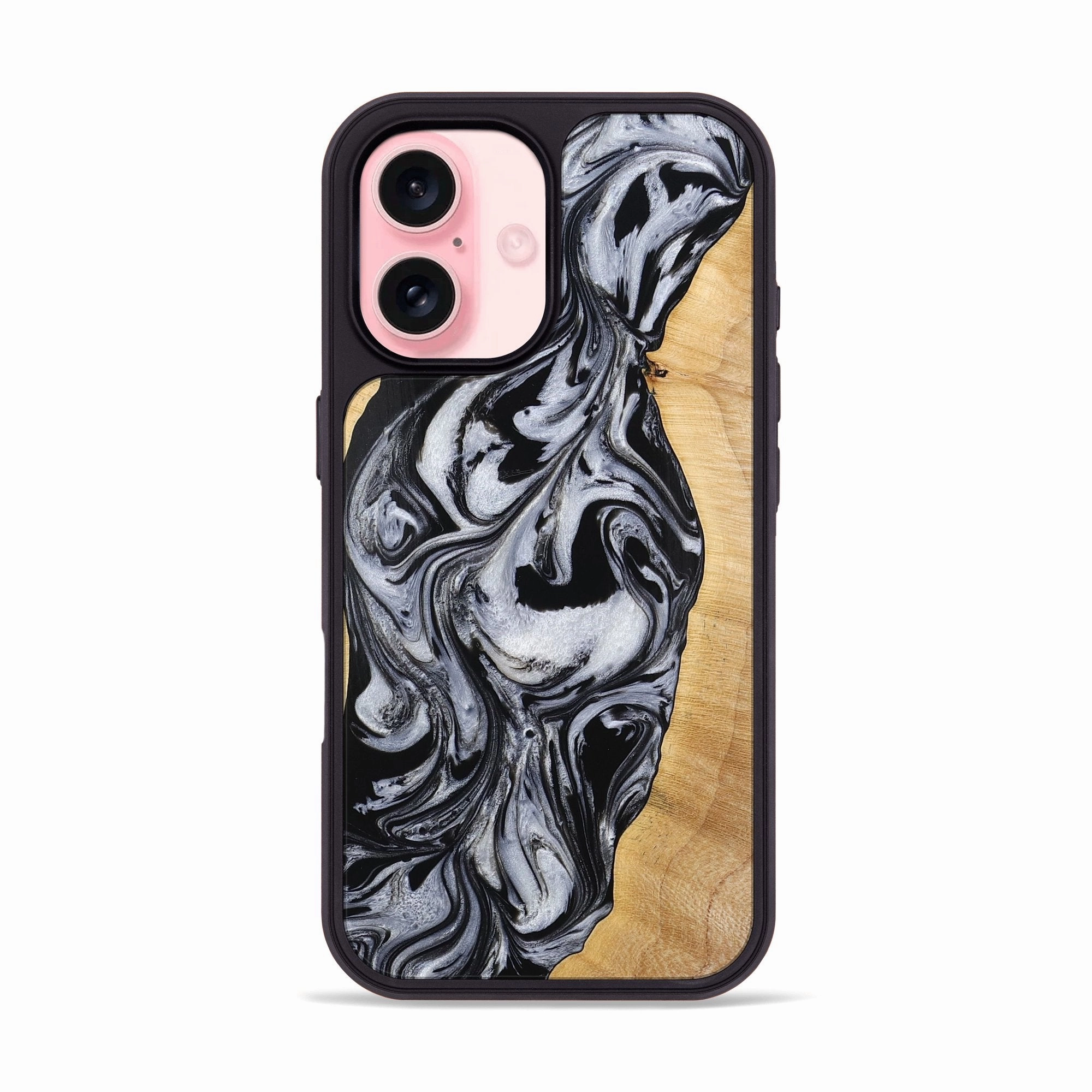 Iphone 16 Wood Phone Case - Alina (Black & White, 773643) Smooth Touch Film Scratch Proof