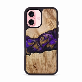 Anti Finger Smudge Anti Scratch Shield Iphone 16 Wood Phone Case - Almira (Purple, 775678)