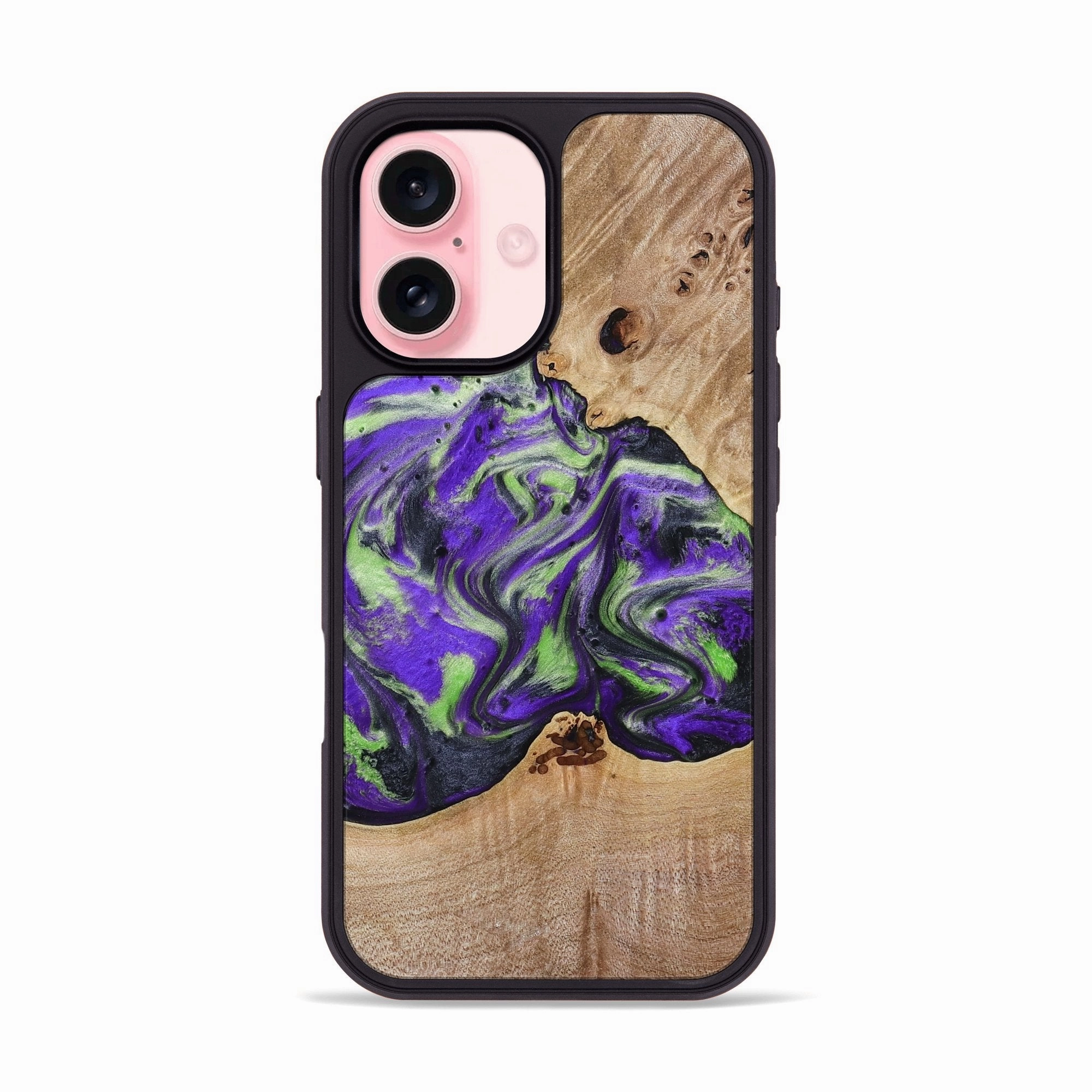Screen Defense Iphone 16 Wood Phone Case - Alpha (Purple, 781677)