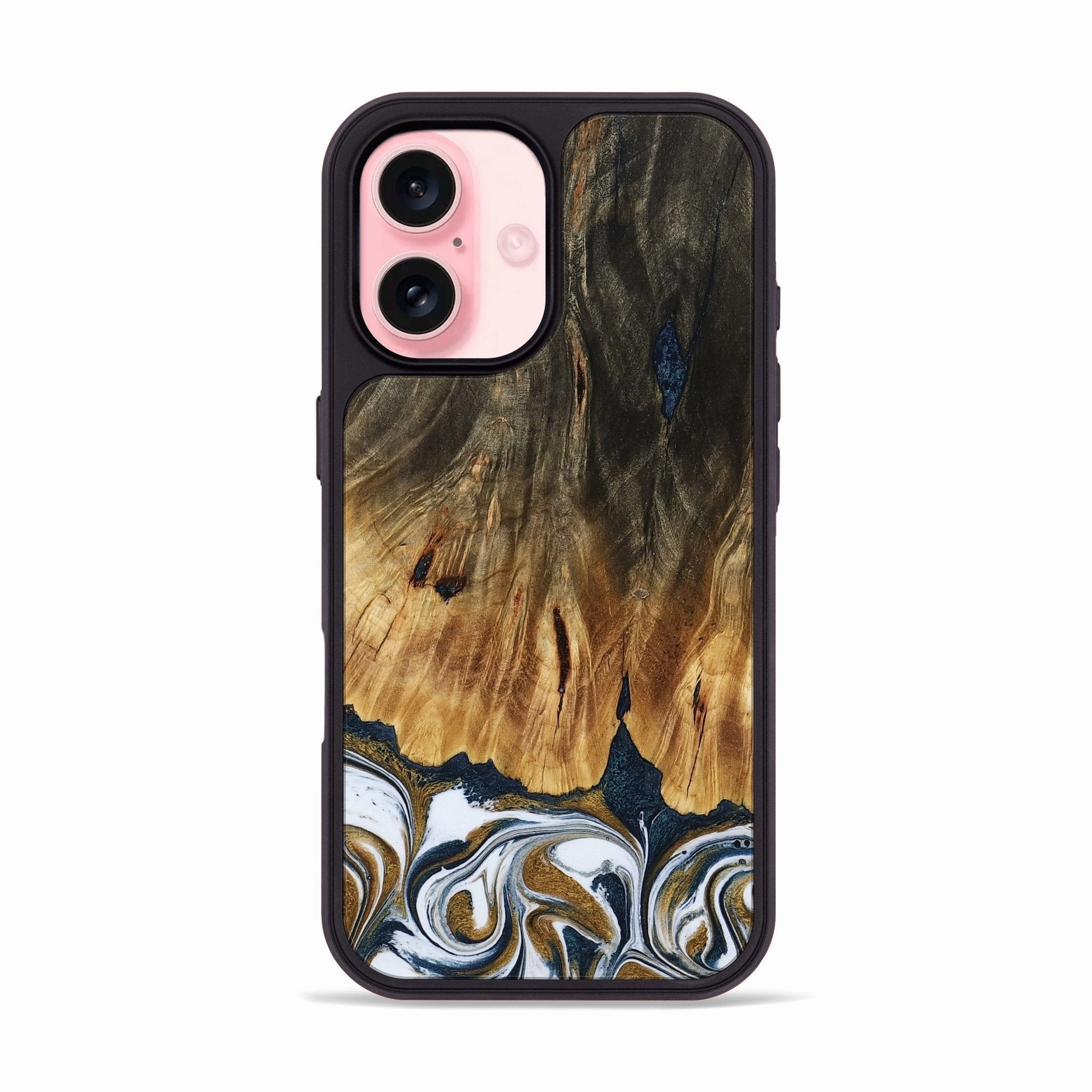 Edge Guard Iphone 16 Wood Phone Case - Amanda (Teal & Gold, 773604)