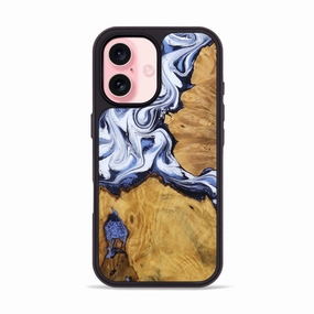 Bubble Free Installation Crystal Clear Iphone 16 Wood Phone Case - Amiri (Blue, 772401)