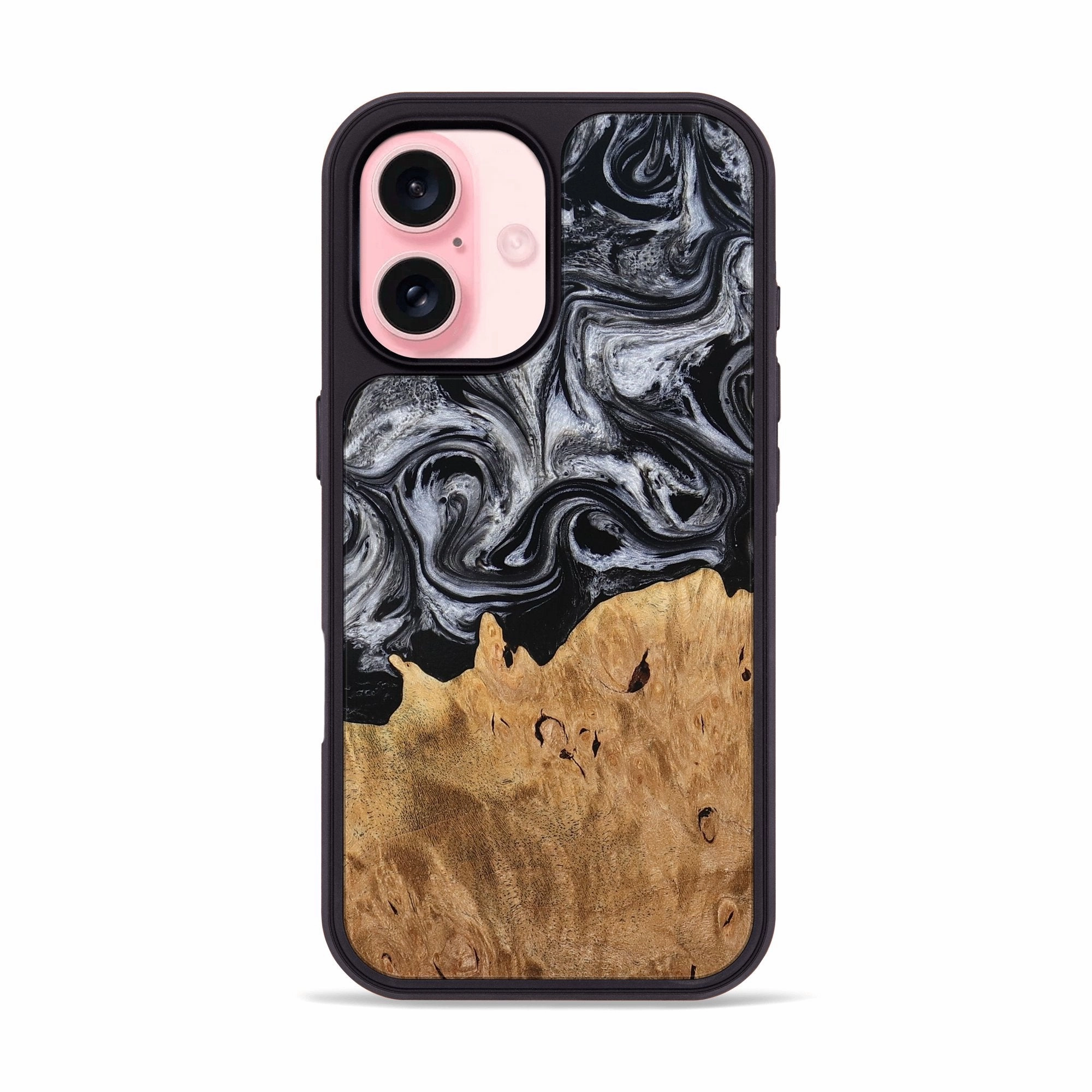 Iphone 16 Wood Phone Case - Angus (Black & White, 778562) Anti Shock Film Anti Reflection Coating