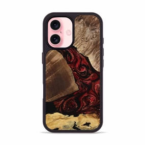 Iphone 16 Wood Phone Case - Anissa (Red, 770167) Anti Finger Mark Rounded Edges