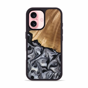 Scratch Resistant Coating Anti Yellowing Film Iphone 16 Wood Phone Case - Antone (Black & White, 774925)