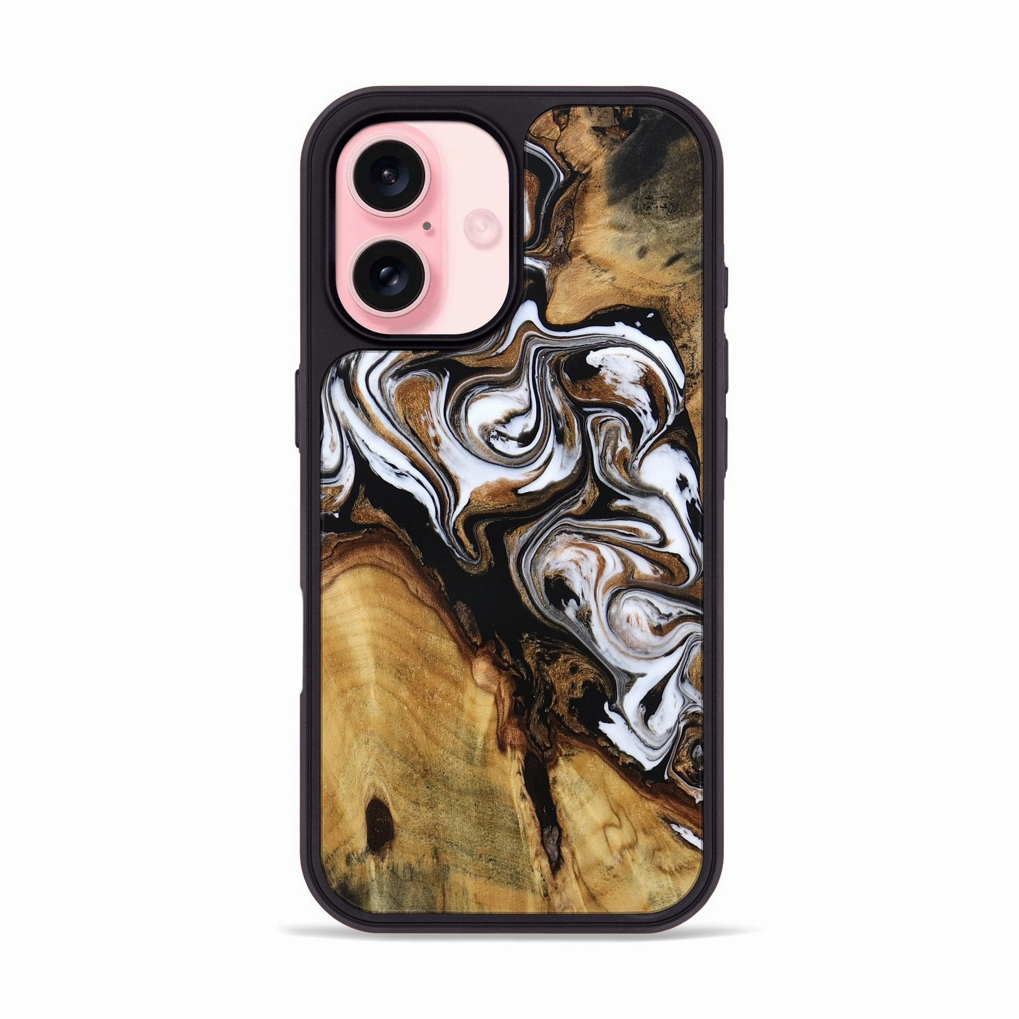 Iphone 16 Wood Phone Case - Antonio (Black & White, 781628) Protective Layer Water Resistant