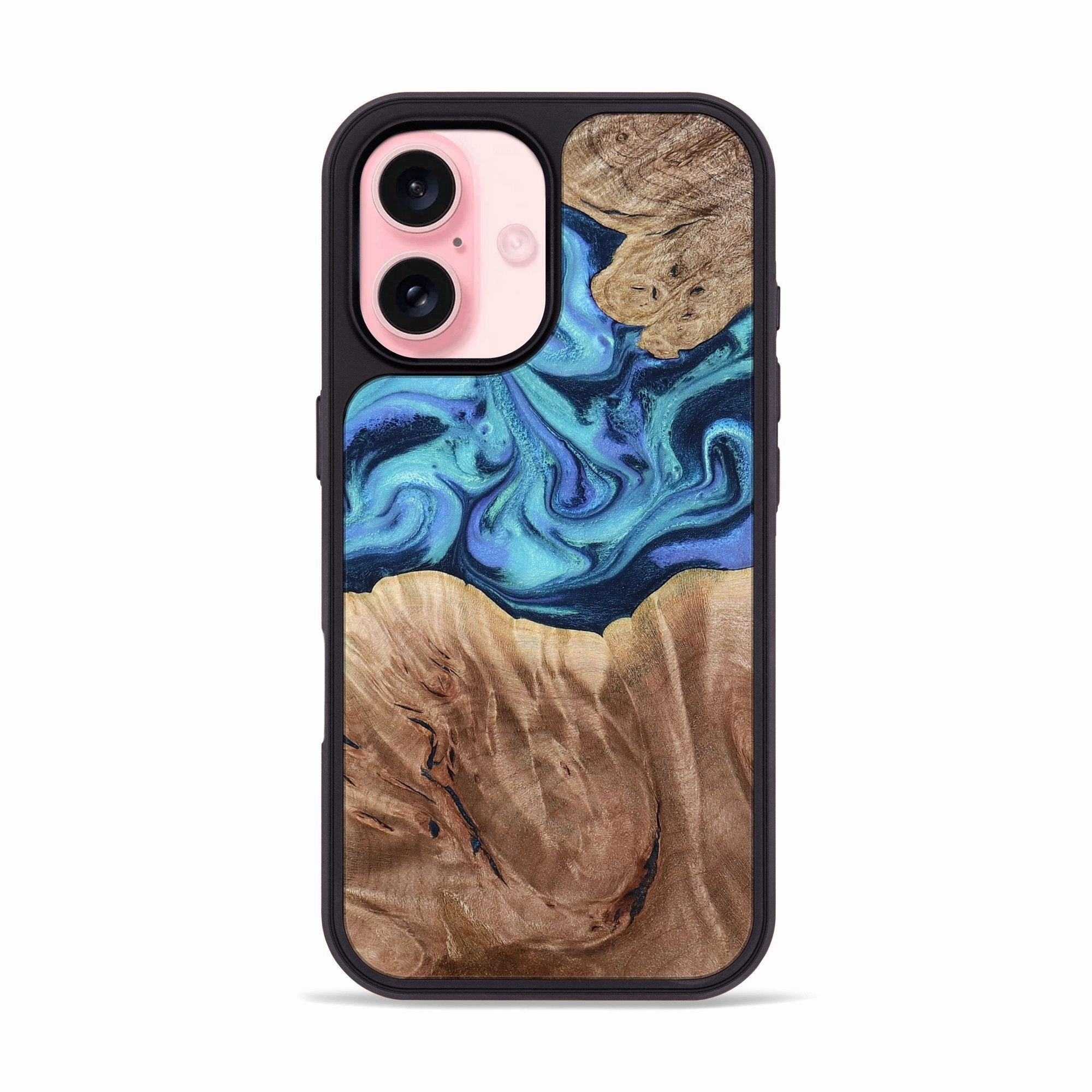Anti Fingerprint Coating Iphone 16 Wood Phone Case - Antwan (Blue, 768953)