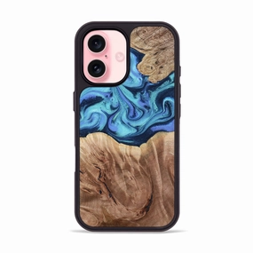 Anti Fingerprint Coating Iphone 16 Wood Phone Case - Antwan (Blue, 768953)
