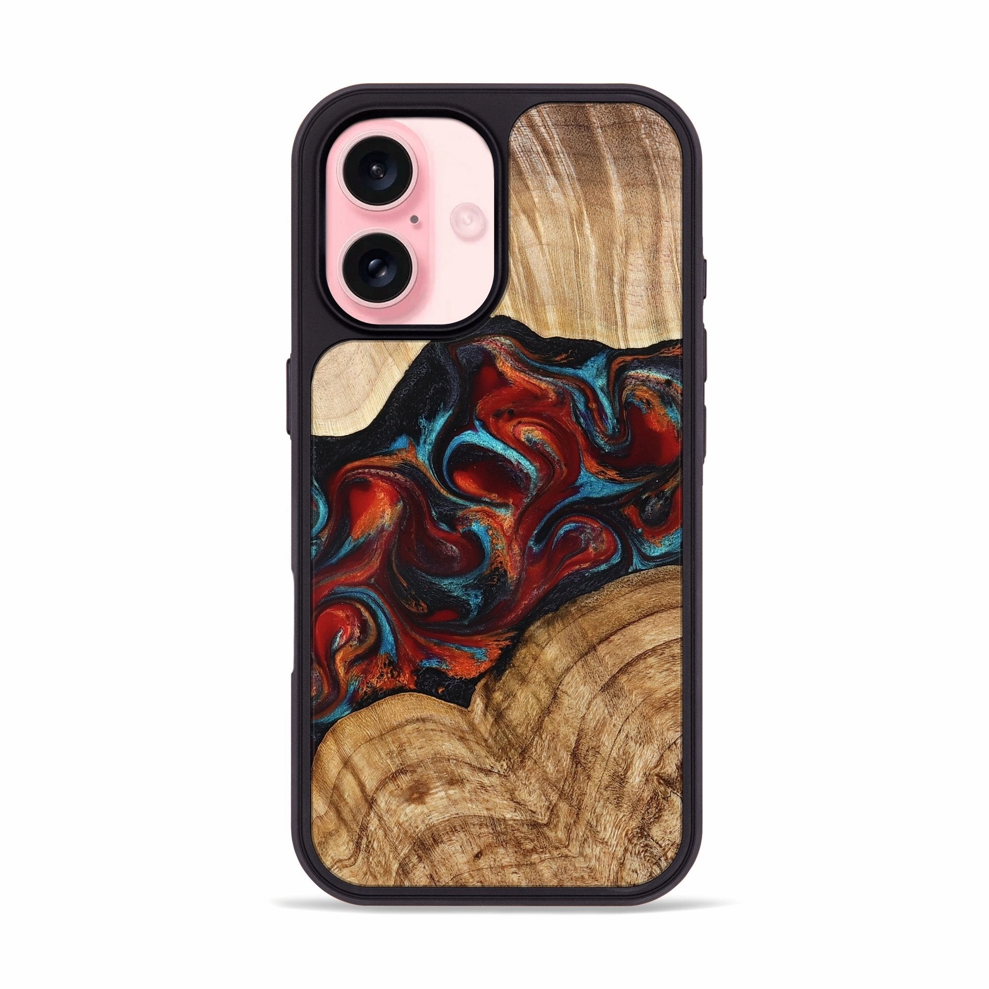 Iphone 16 Wood Phone Case - Aric (Red, 778556) Shockproof Anti Reflection Coating