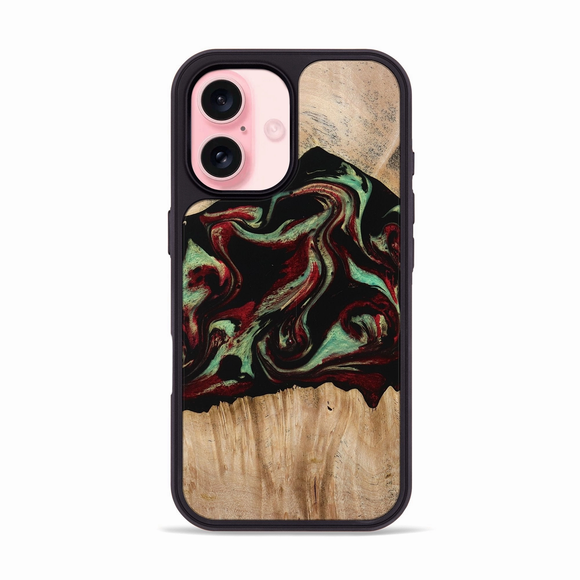 Drop Resistant Bubble Resistant Film Iphone 16 Wood Phone Case - Arron (Red, 773588)