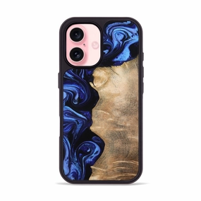 Iphone 16 Wood Phone Case - Art (Blue, 779824) Fingerprint Resistant Screen