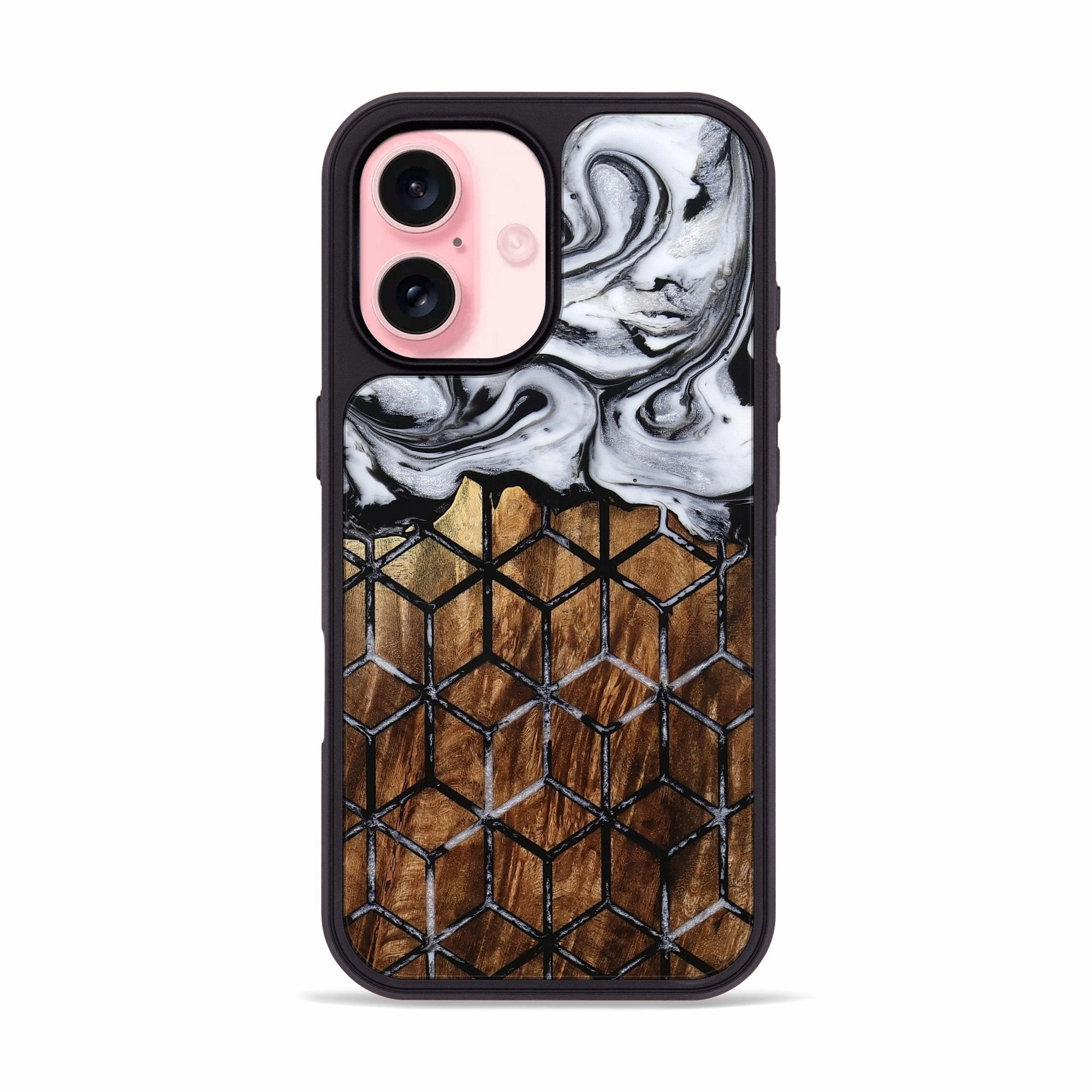 Anti Finger Smudge Film Rounded Edges Iphone 16 Wood Phone Case - Atharv (Pattern, 775904)
