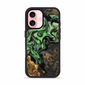 Iphone 16 Wood Phone Case - Aziel (Green, 781738) Protective Screen