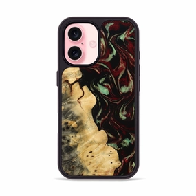 Scratch Proof Glass Smooth Touch Iphone 16 Wood Phone Case - Bailey (Red, 772844)