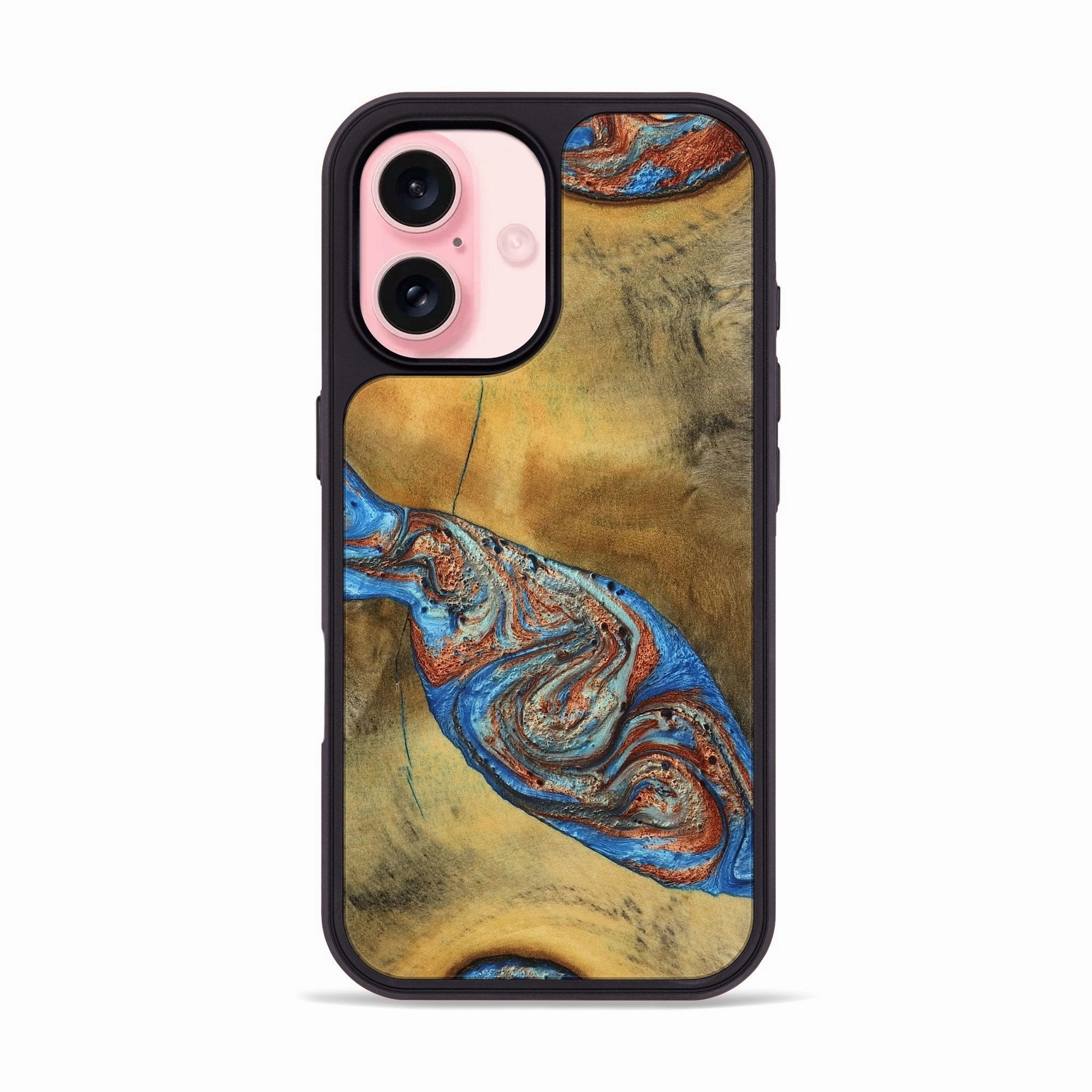 Iphone 16 Wood Phone Case - Bart (Teal & Gold, 769777) Anti Fingerprint Shield High Transparency