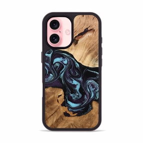 Iphone 16 Wood Phone Case - Baylee (Blue, 777011) Tempered Screen Protector Screen Guard