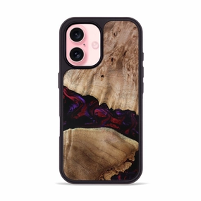 Iphone 16 Wood Phone Case - Belva (Red, 781584) Dustproof Cover Edge Guard