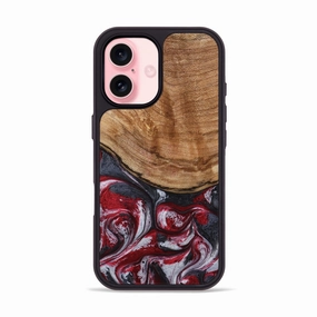 Ultra Clear Oleophobic Coating Iphone 16 Wood Phone Case - Boden (Red, 775500)