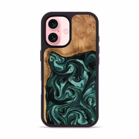 Iphone 16 Wood Phone Case - Brett (Green, 774950) Scratch Resistant Coating Ultra Clear