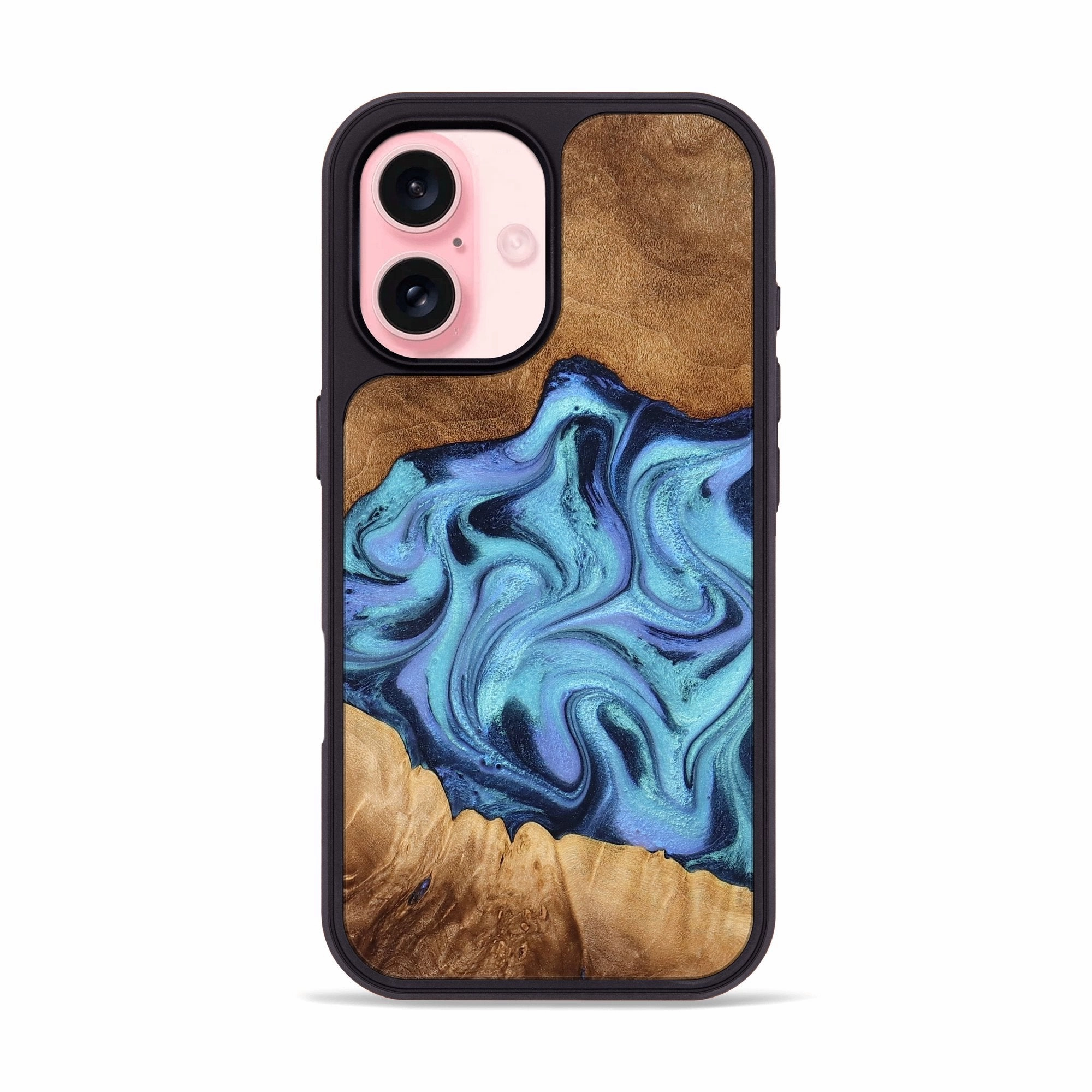 Iphone 16 Wood Phone Case - Caden (Blue, 775891) Impact Protection Anti Reflection