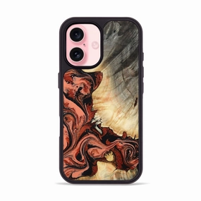 Iphone 16 Wood Phone Case - Cali (Red, 781118) Fingerprint Free Scratch Resistant Glass