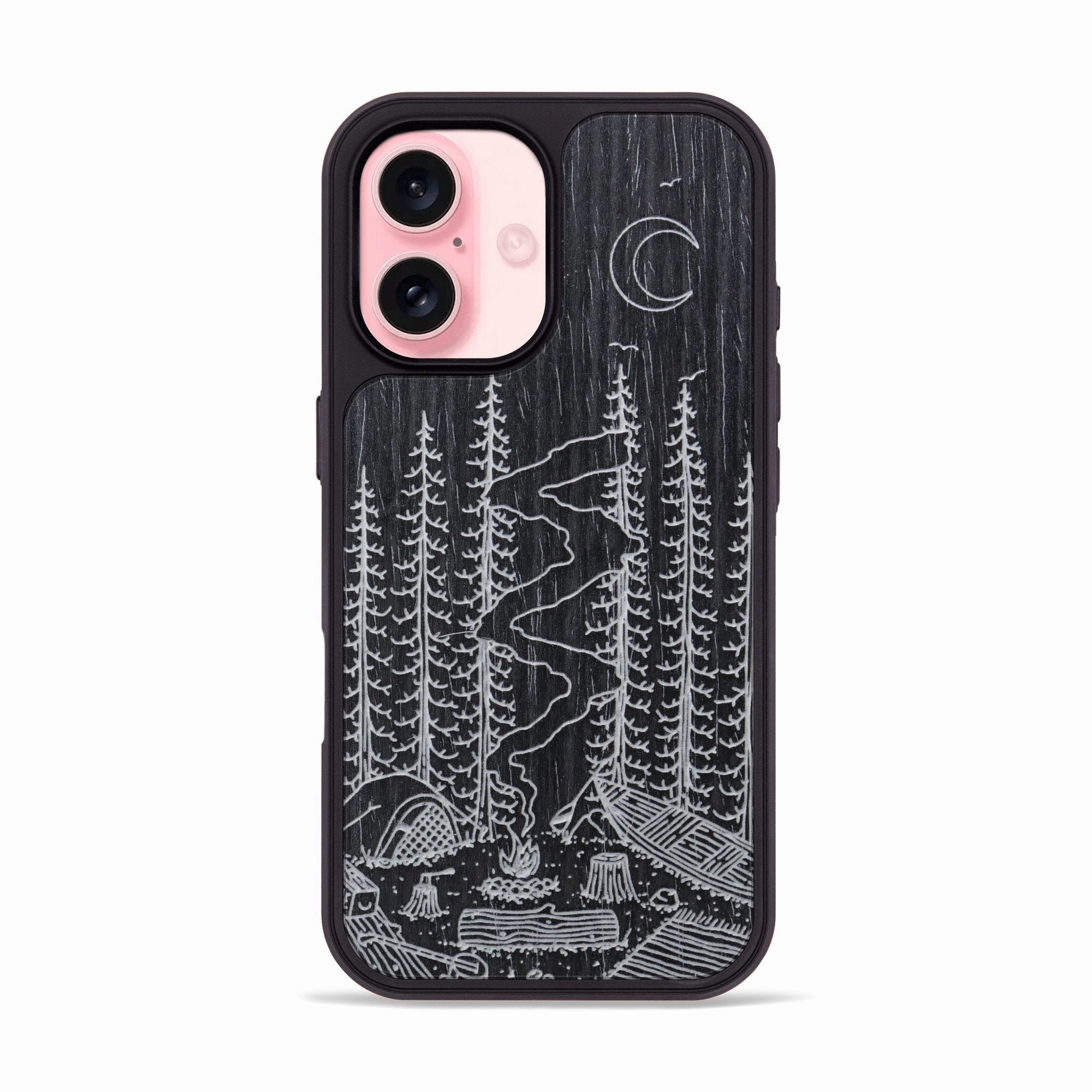Anti Dust Anti Fog Iphone 16 Wood Phone Case - Camp - Ebony (Curated)
