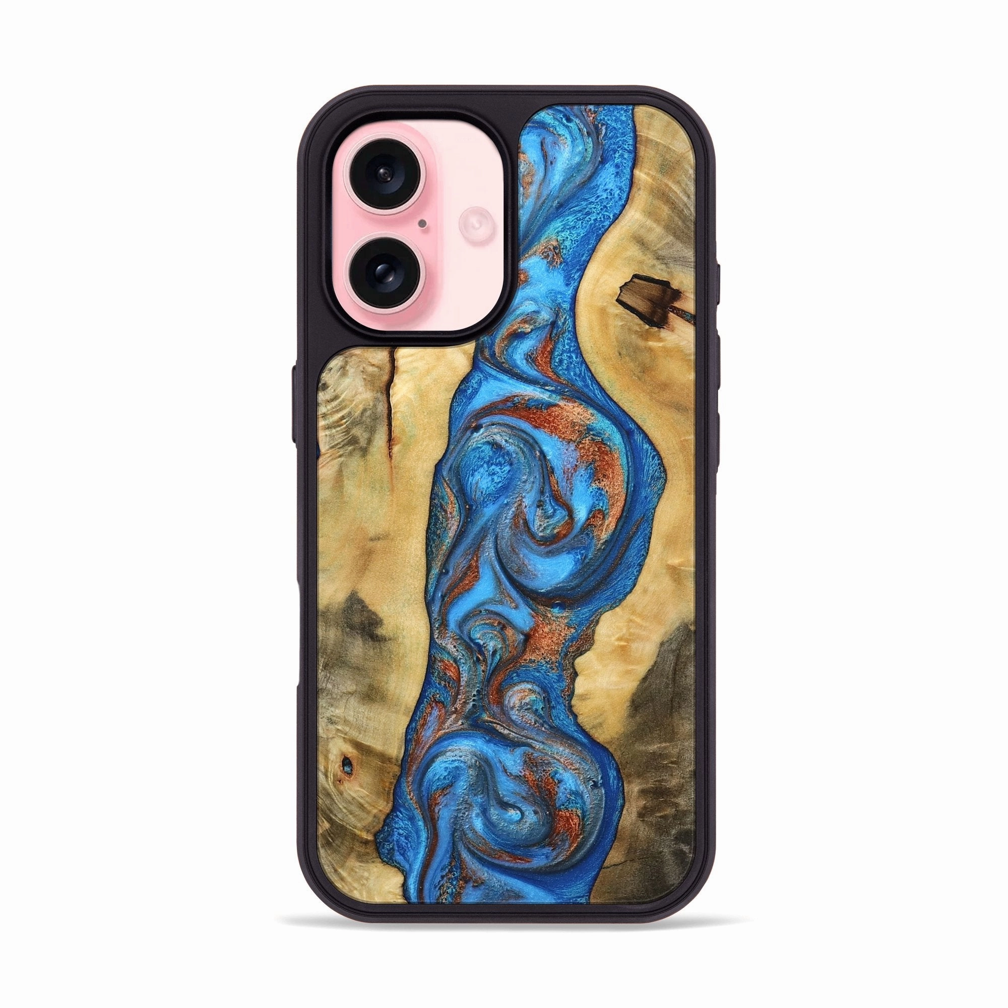 Iphone 16 Wood Phone Case - Carson (Teal & Gold, 781704) Scratch Resistant Anti Dust
