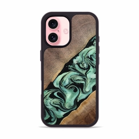 Bubble Resistant Film Iphone 16 Wood Phone Case - Cathy (Green, 769139)