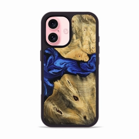 Bubble Free Installation Protective Cover Iphone 16 Wood Phone Case - Caylee (Blue, 769455)