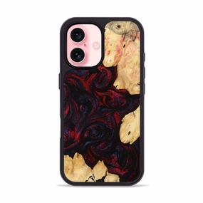 Iphone 16 Wood Phone Case - Cleta (Red, 768879) Anti Scratch Shield