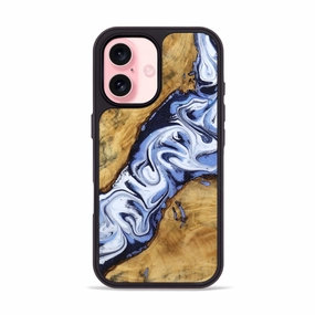 Iphone 16 Wood Phone Case - Cristy (Blue, 772226) Self Healing Anti Finger Mark