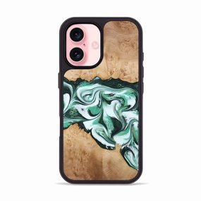 Anti Spy Film Scratch Proof Glass Iphone 16 Wood Phone Case - Dalton (Green, 773384)