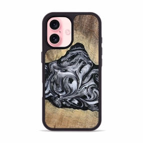 Dustproof Cover Iphone 16 Wood Phone Case - Damian (Black & White, 777149)