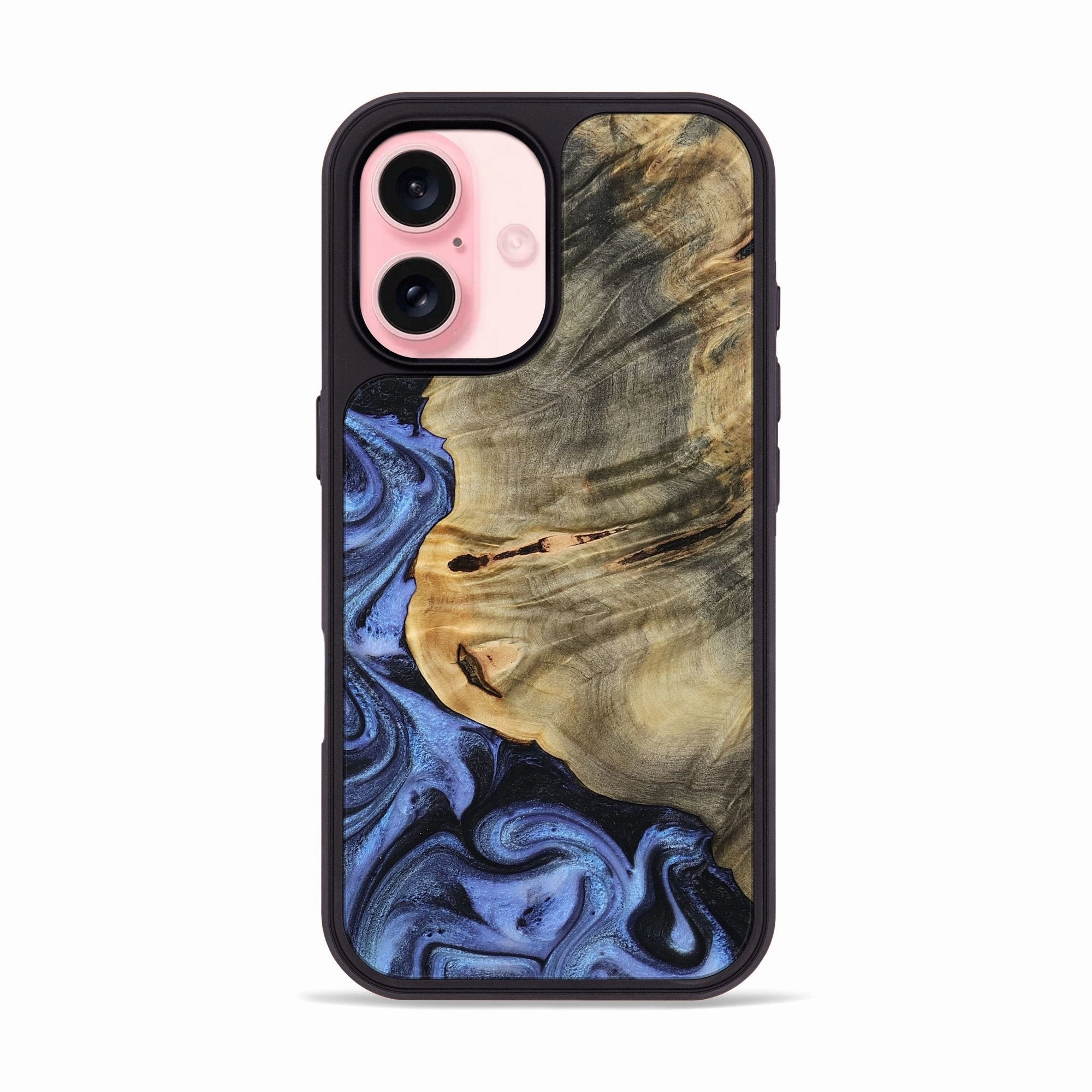 Iphone 16 Wood Phone Case - Dan (Blue, 772197) Anti Reflection Coating Anti Fingerprint Coating