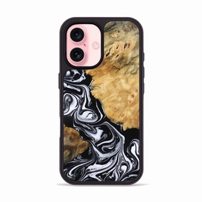Iphone 16 Wood Phone Case - Dani (Black & White, 770070) Anti Fingerprint Film Anti Glare