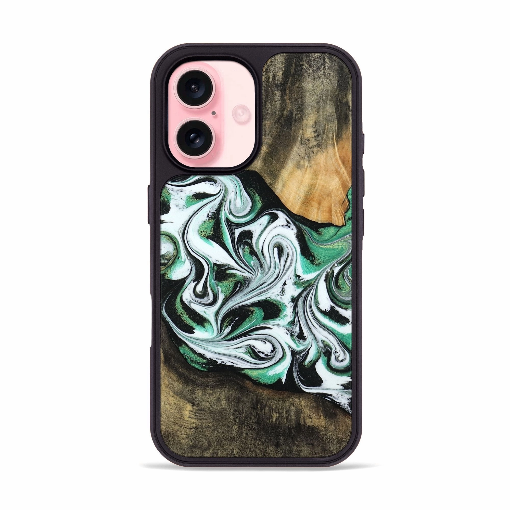 Iphone 16 Wood Phone Case - Darrin (Green, 773389) Anti Fingerprint Screen
