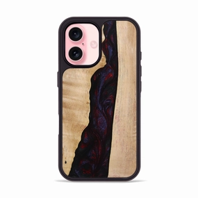 Iphone 16 Wood Phone Case - Darron (Red, 773570) Anti Shock Film