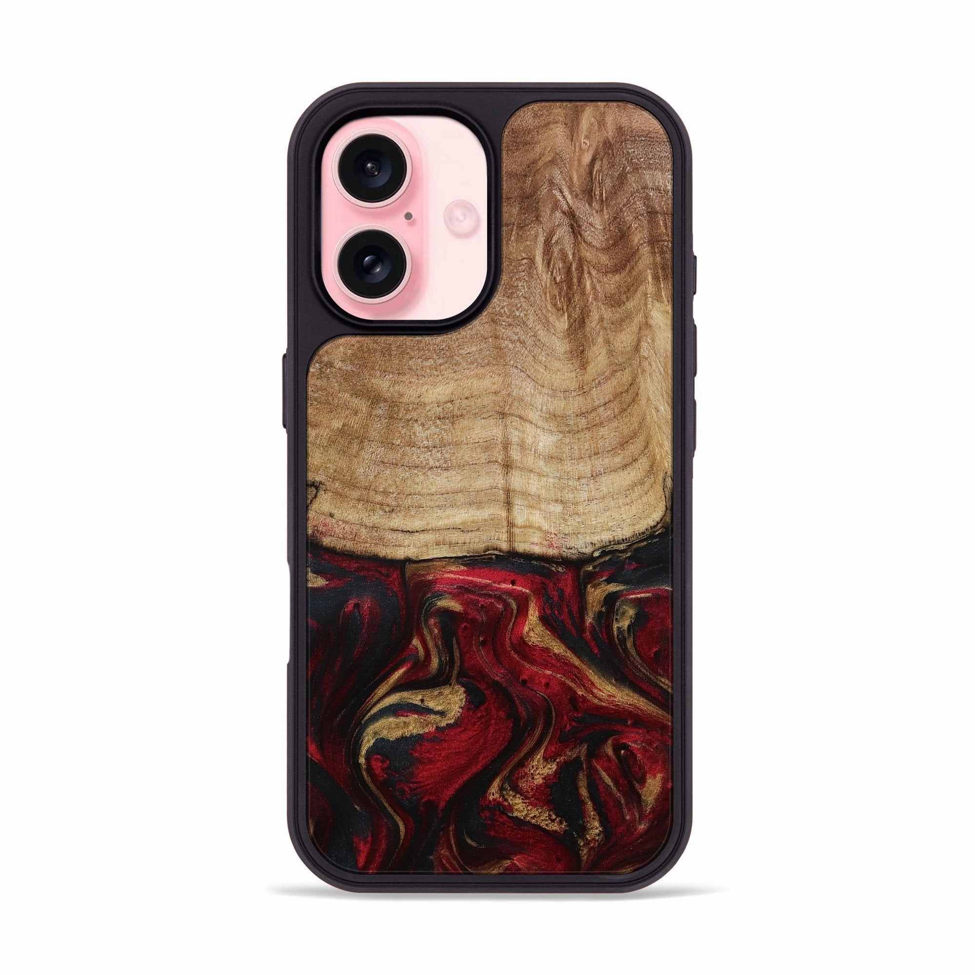 Iphone 16 Wood Phone Case - Deanne (Red, 780503) Scratch Resistant Glass Protective Screen