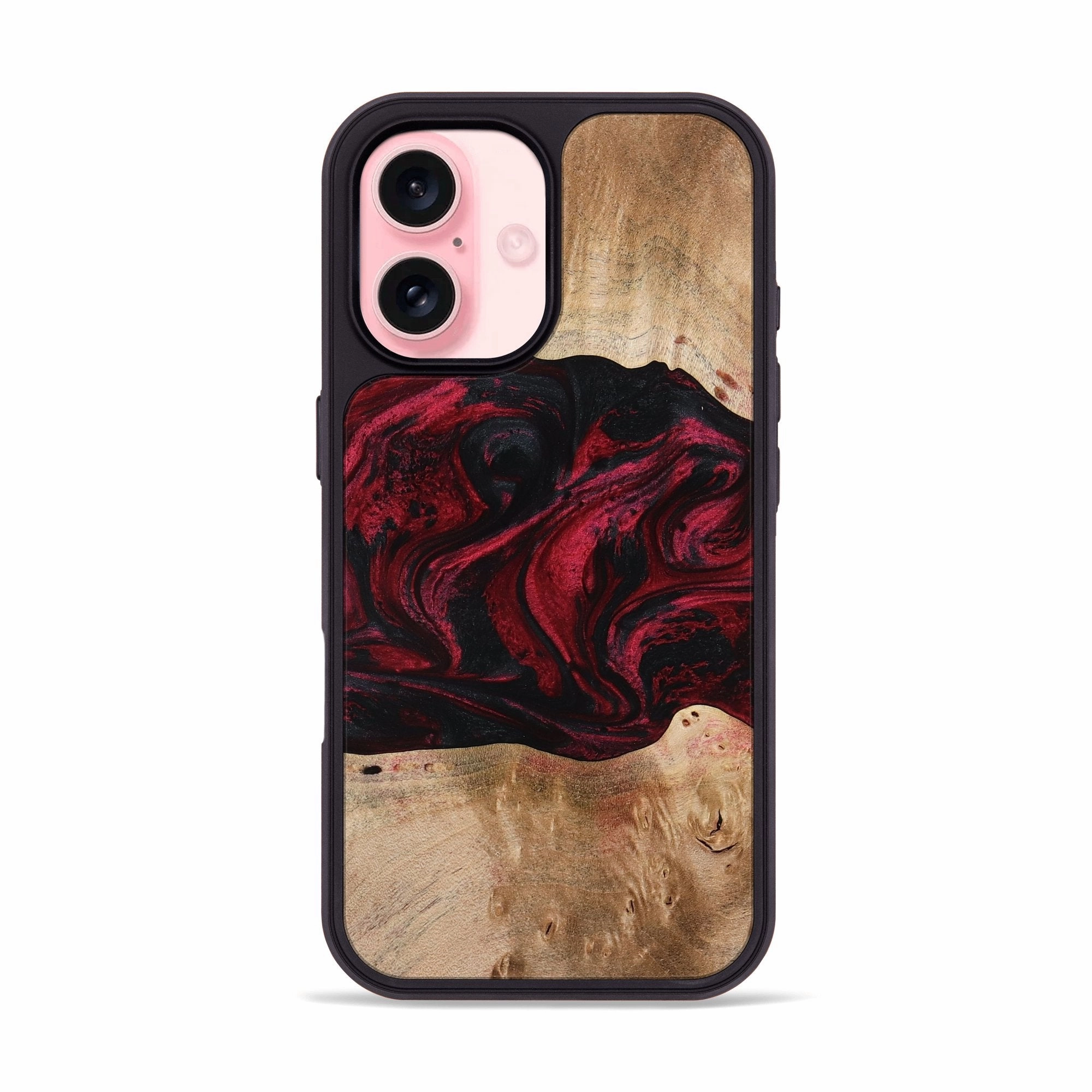 Iphone 16 Wood Phone Case - Delilah (Red, 777575) Anti Yellowing Film Impact Resistant