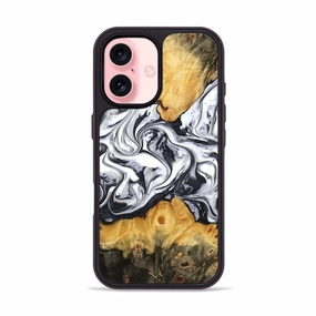 Iphone 16 Wood Phone Case - Deonte (Black & White, 777906) Drop Resistant