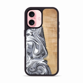 Iphone 16 Wood Phone Case - Dereck (Black & White, 773639) Edge Guard Protective Cover