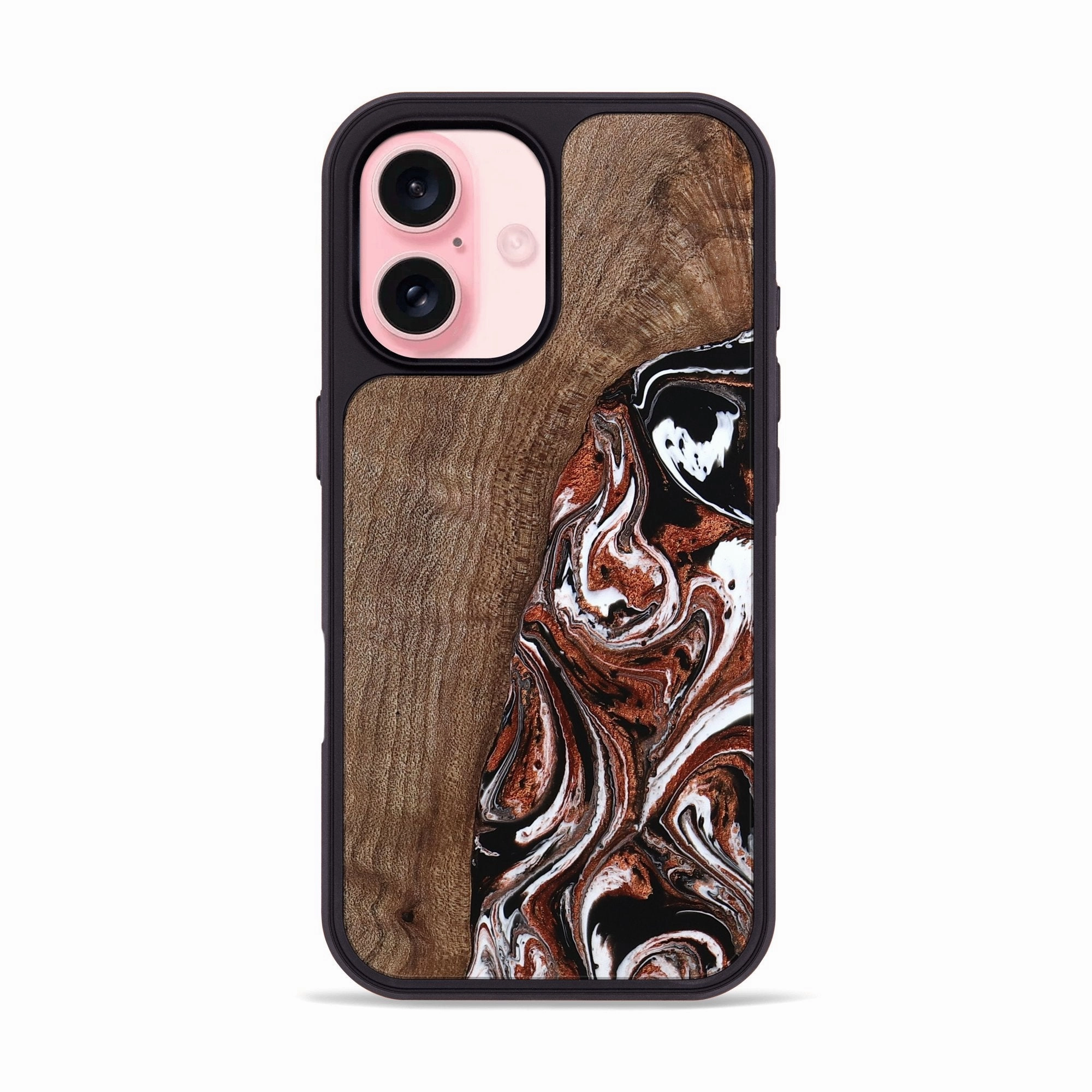 Bubble Resistant Film Dustproof Cover Iphone 16 Wood Phone Case - Dorene (Black & White, 769180)