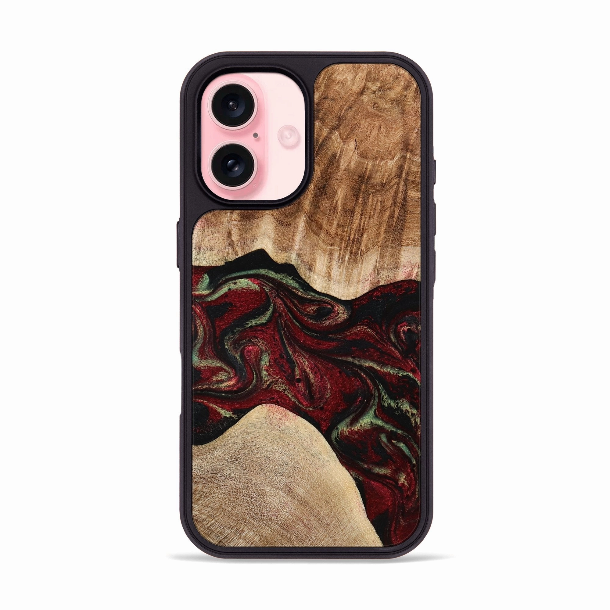 Iphone 16 Wood Phone Case - Eldora (Red, 777144) Anti Spy Fingerprint Resistant Screen