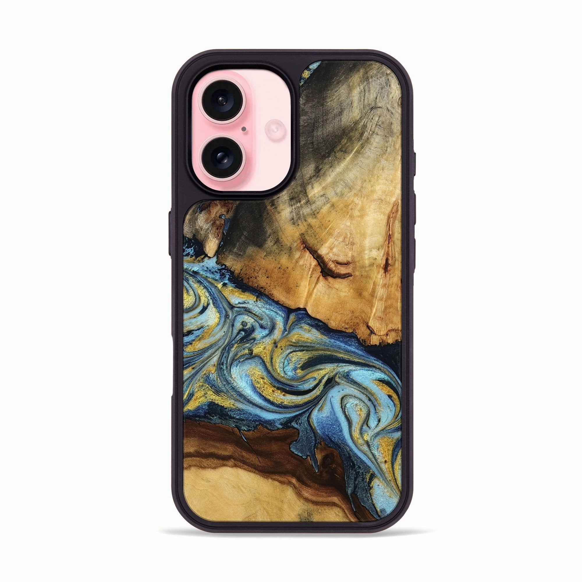 Smooth Surface Iphone 16 Wood Phone Case - Eldred (Teal & Gold, 778292)